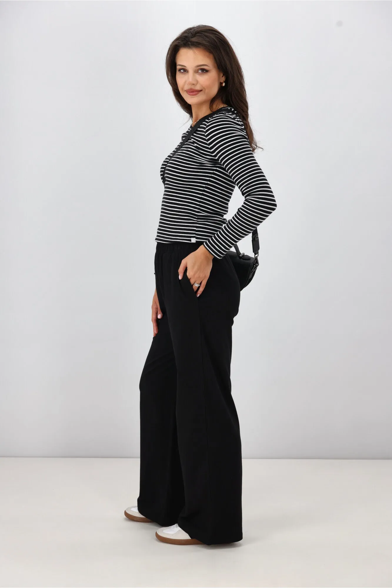 Shine On Essentials Wide Leg Track Pant Black
