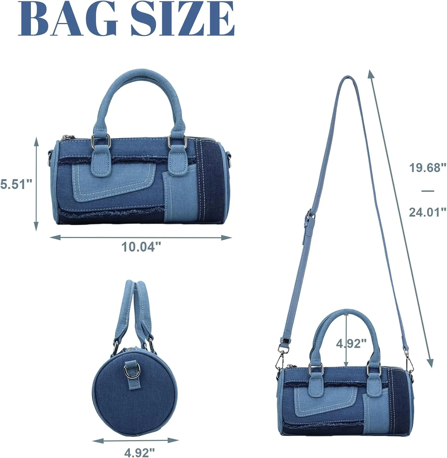 Shoulder Bags for Women Denim Purse Patchwork Crossbody Evening Handbag Clutch