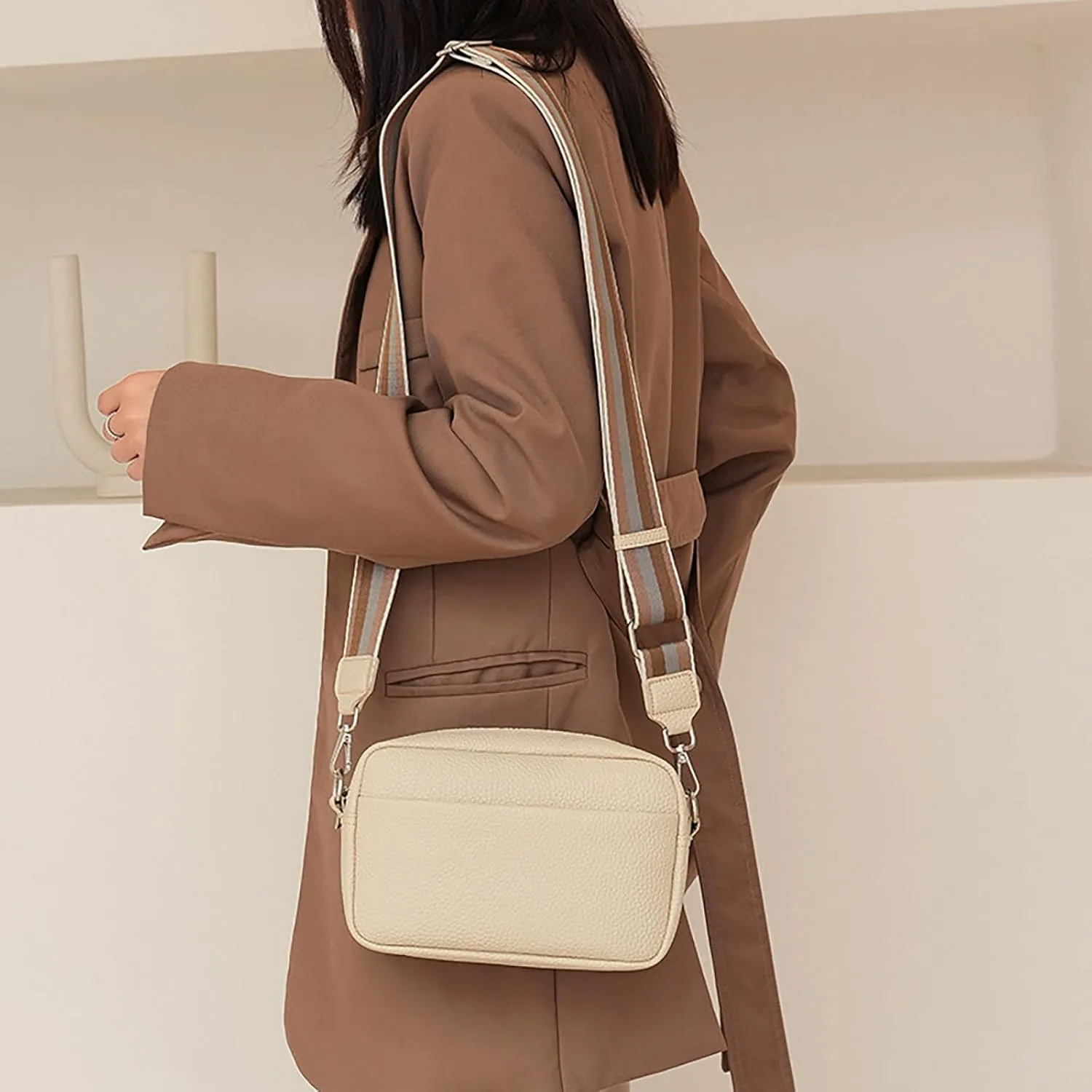 Shoulder Trendy Female Bags New Foreign Trade Solid Color PU Crossbody Bag Female Small Bag Ladies (WH2, One Size)
