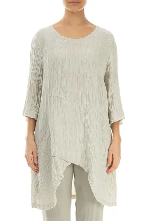 Side Pocket Crinkled Pearl Silk Tunic