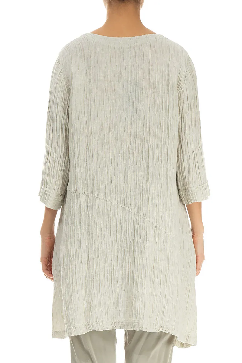 Side Pocket Crinkled Pearl Silk Tunic