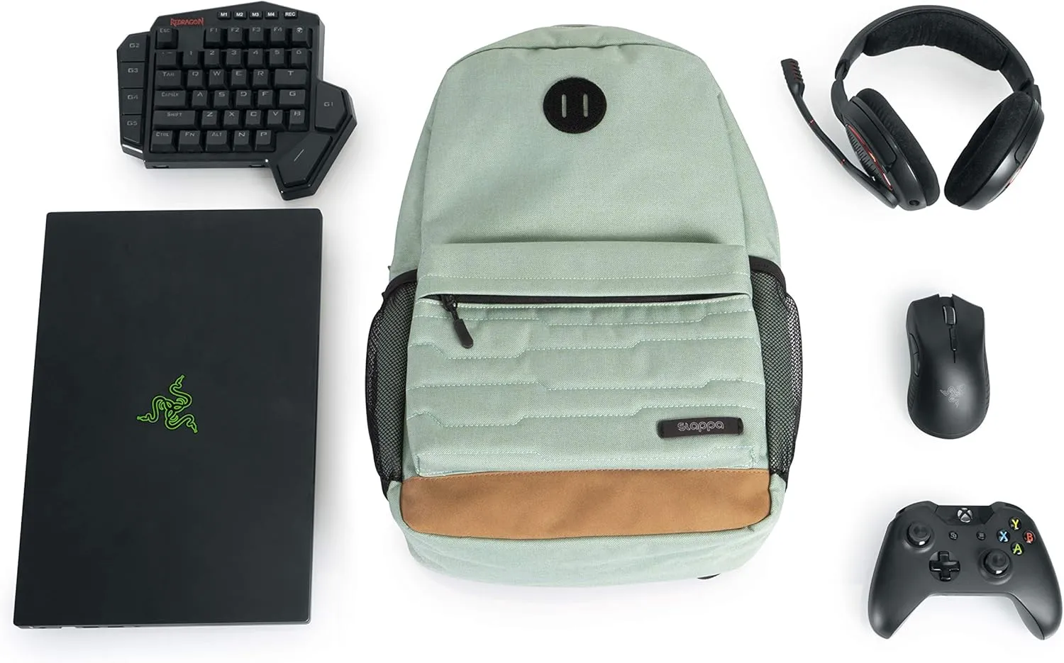 Slappa Alpha Series Gaming Laptop Backpack - Fits up to 15" Laptop; Green (SL-ALPHA-LAPTOP-BP-GRN)