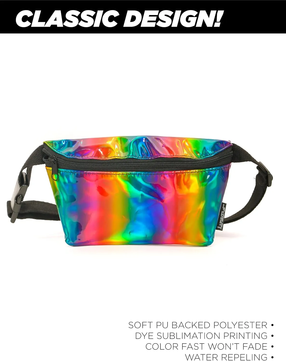 Small Fanny Packs for Women  80s/90s Slim Bum Bag  Unisex Crossbody Waist Belt Bag for Travel, Festivals, Sports & Daily Use  Waist Belt Bag for Women | Metallic Rainbow