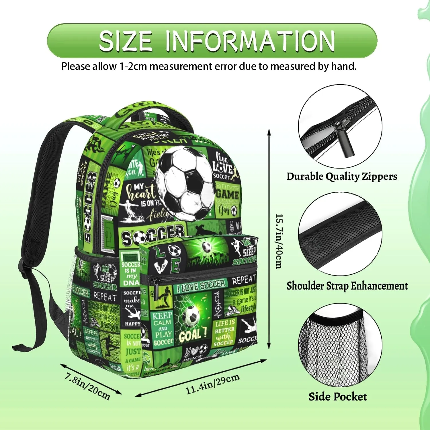 Soccer Backpack For Boys 16 Inch Large Capacity Backpacks Casual Soccer Bookbag Laptop Gifts For Kids Teen Boys