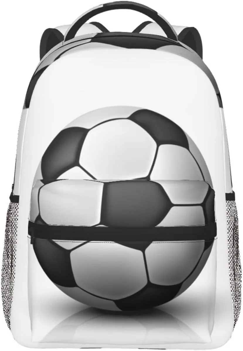 Soccer Ball White Backpack for Men Women, Travel Laptop Backpack Computer Bag Daypack for Business Work Weekender