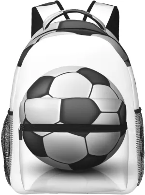 Soccer Ball White Backpack for Men Women, Travel Laptop Backpack Computer Bag Daypack for Business Work Weekender