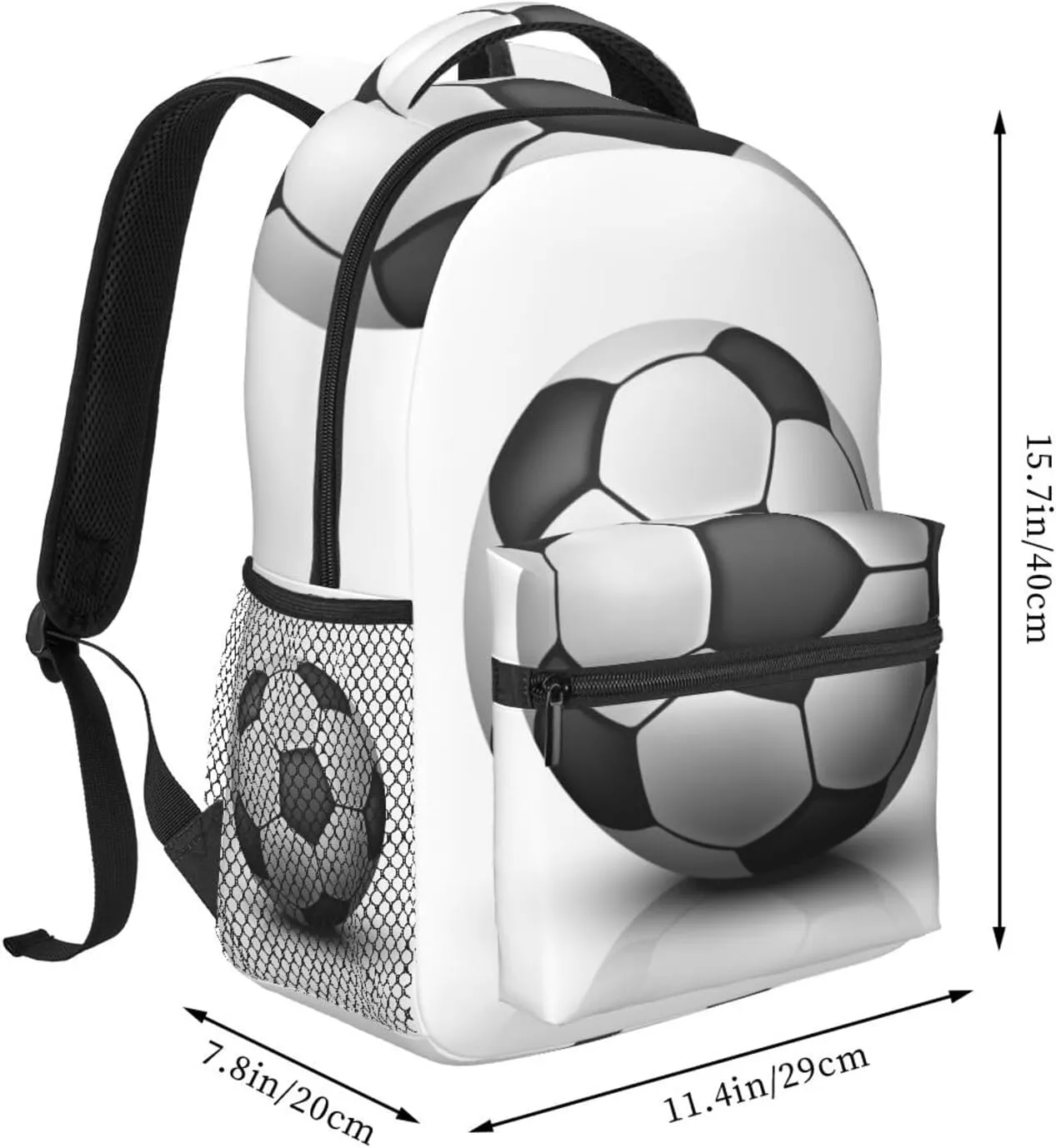 Soccer Ball White Backpack for Men Women, Travel Laptop Backpack Computer Bag Daypack for Business Work Weekender