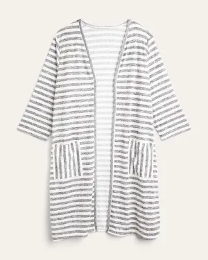 Sofia Three-Quarter Sleeve Kimono Duster | Charcoal Grey / Ivory
