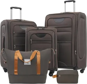 Softside Luggage Expandable 3 Piece Set with Duffel Bag - Lightweight Spinner Travel Suitcase