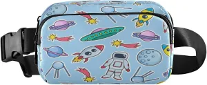Space Cosmonaut Planets Belt Bag for Women Men Ufo Rockets Spaceships Fanny Pack Small Waist Pouch Crossbody Bags for Outdoor Hiking Running Travel