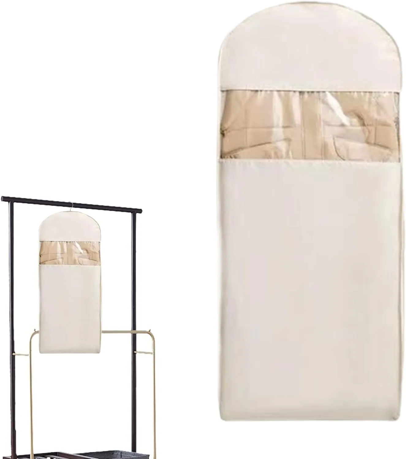 Space Saving Hanging Garment Bag With Compression Zipper, Coat Bags For Closet Storage, Portable Protector For Winter Coats, Down Jackets, Heavy Clothes