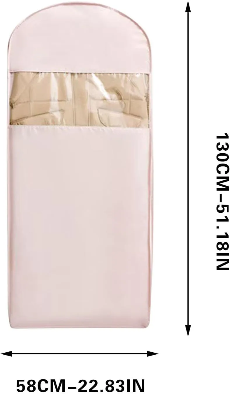 Space Saving Hanging Garment Bag with Self Compression Zipper, 2025 New Space Saving Hanging Protector for Down Coat, Self Compression Zip Garment Bags (Beige, XL)