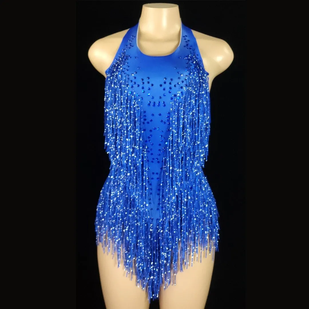 Sparkly Crystals Fringe Bodysuit