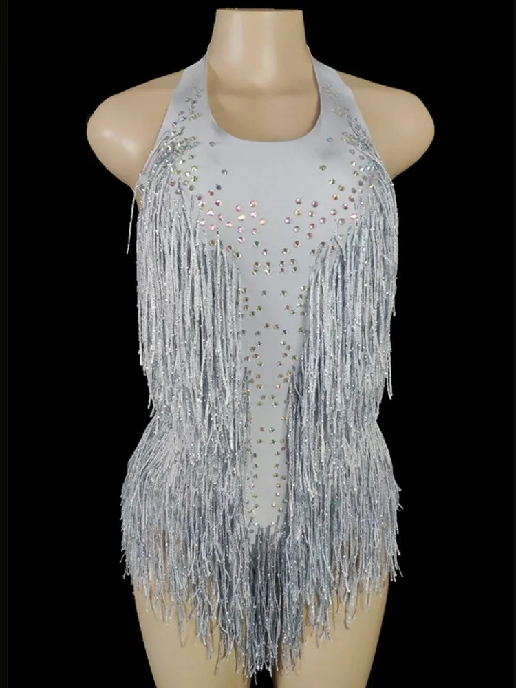 Sparkly Crystals Fringe Bodysuit