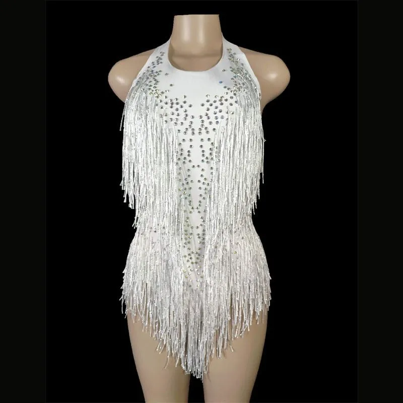 Sparkly Crystals Fringe Bodysuit