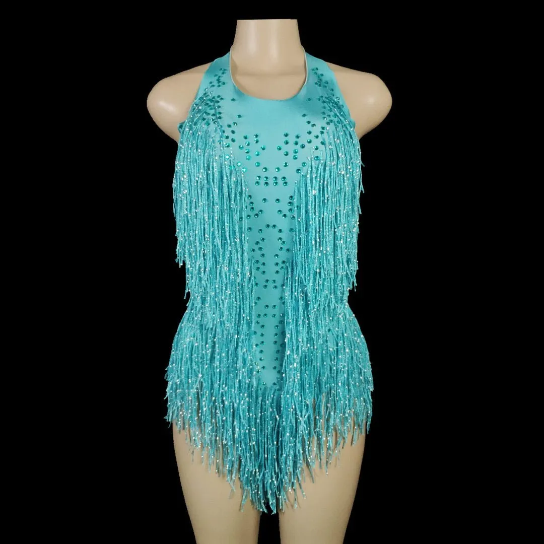 Sparkly Crystals Fringe Bodysuit