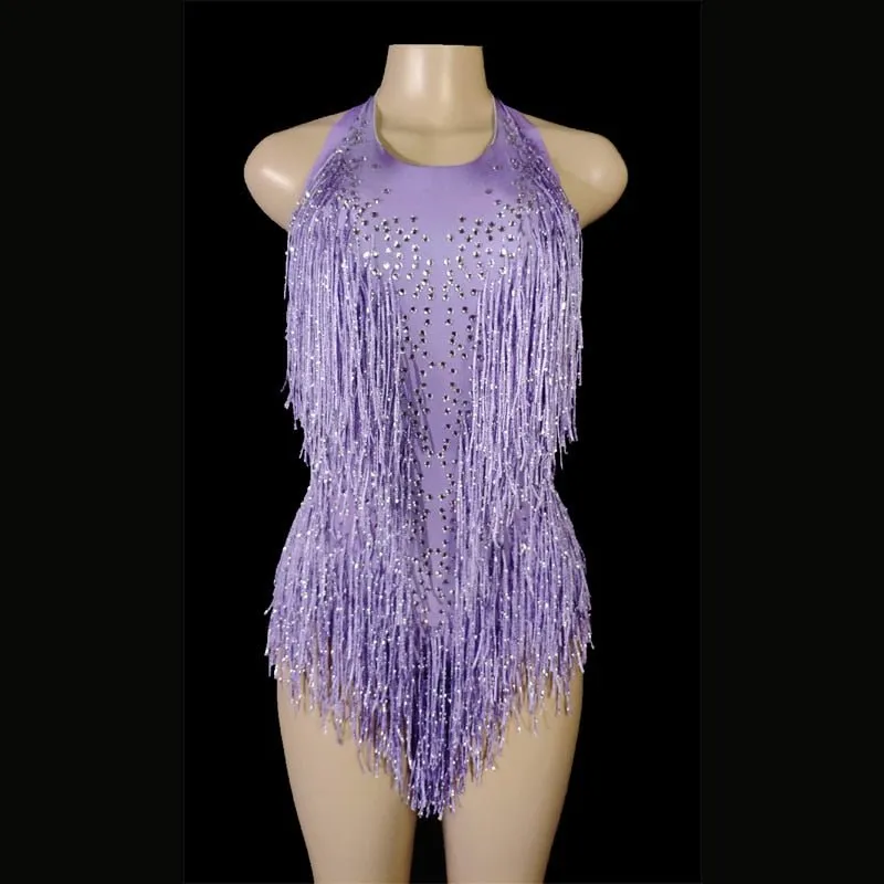 Sparkly Crystals Fringe Bodysuit