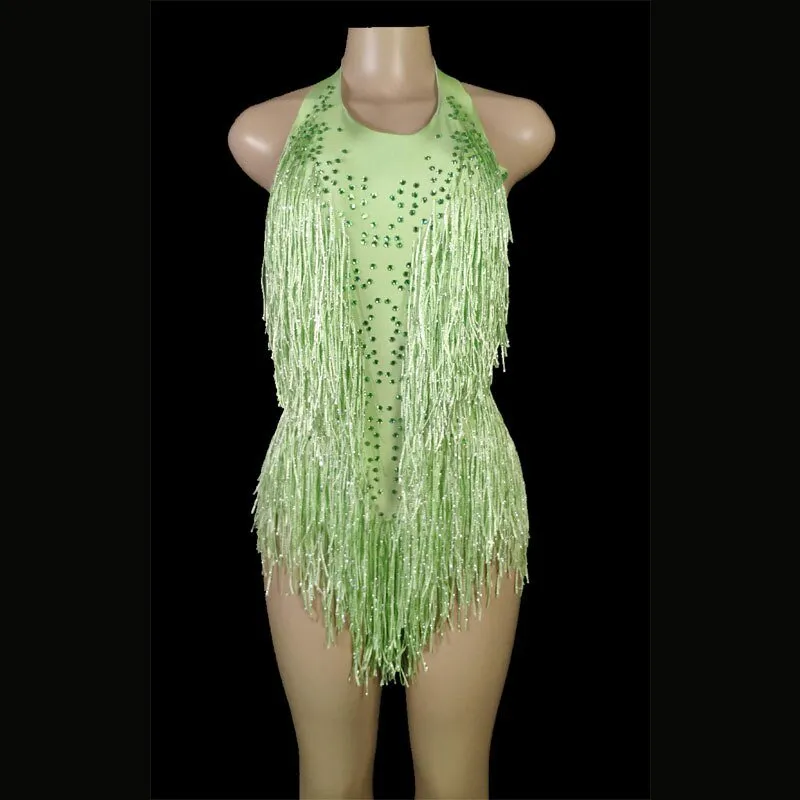 Sparkly Crystals Fringe Bodysuit