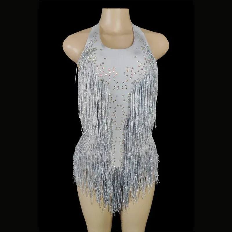 Sparkly Crystals Fringe Bodysuit