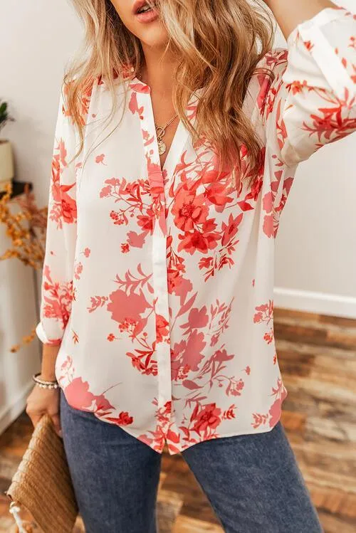 Spring Aura Three Quarter Sleeve Floral Blouse
