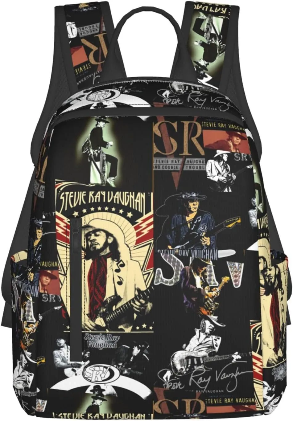 Stevie Rock Ray Singer Vaughan Lightweight Backpack Work Bag for Men and Women Daily Use Backpack Casual Daypack Travel Rucksack with Side Pockets Portable Hiking Bags Travel Bag for Business