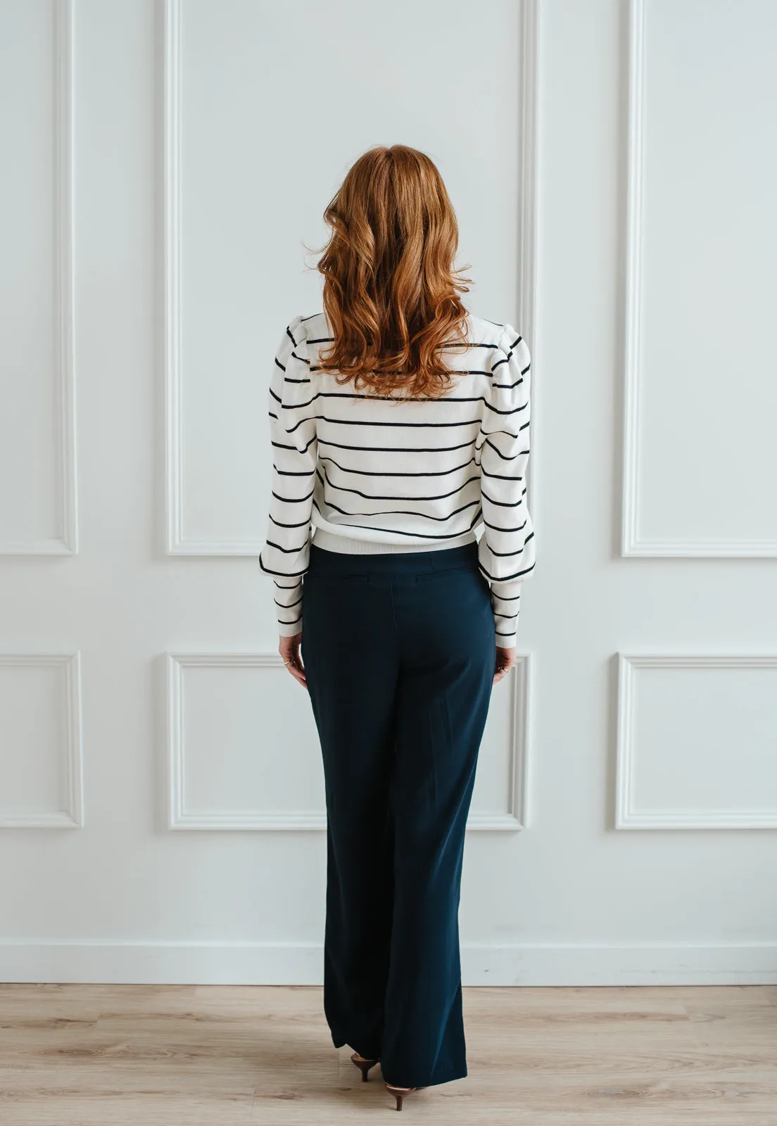 Stripe Puff Sleeve Sweater