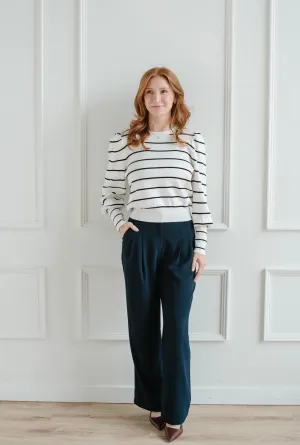 Stripe Puff Sleeve Sweater