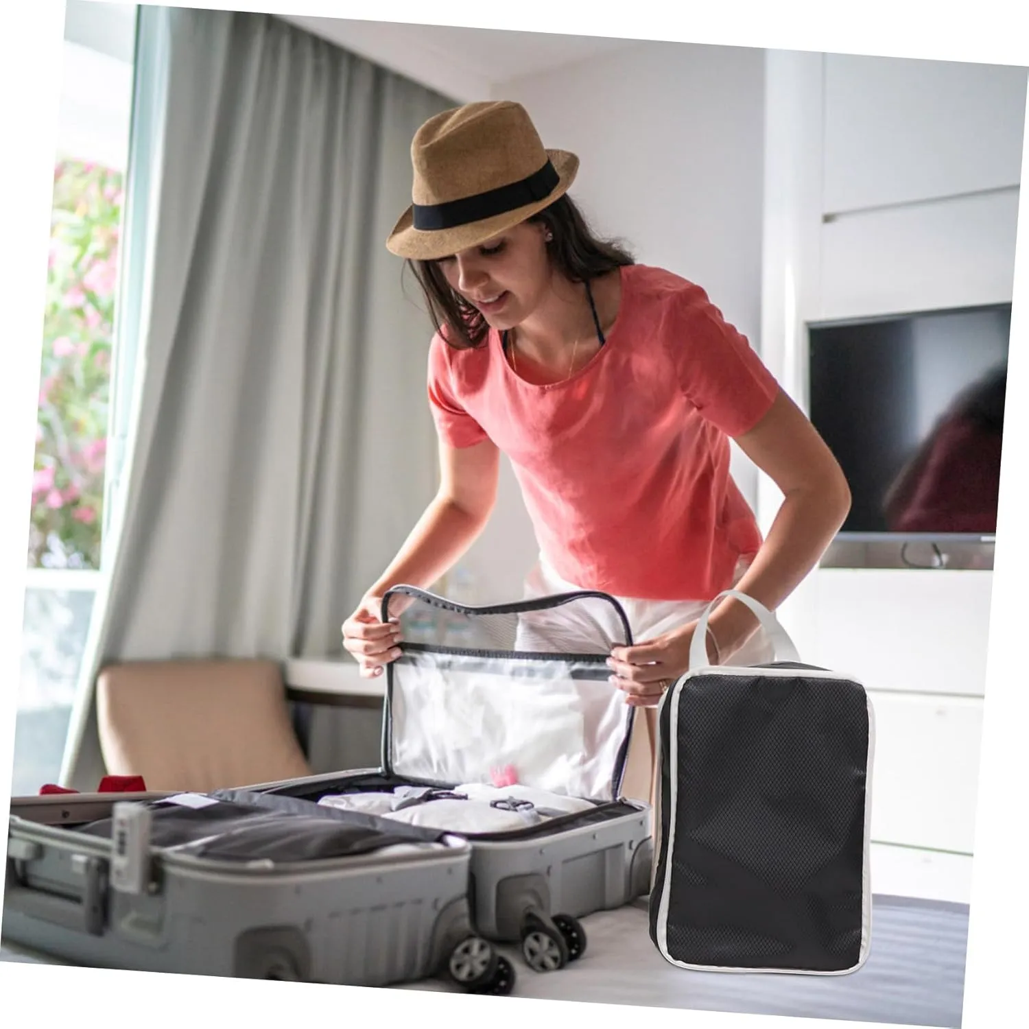 Suitcase Organizer Bags 4pcs Travel Compression Packing Cubes Packing Cube Set for Suitcases for Business Travel