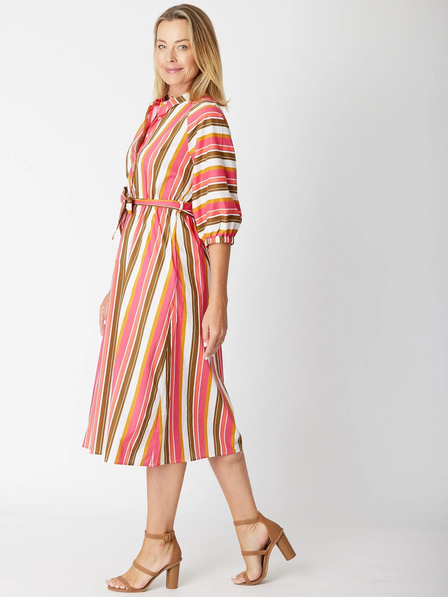 Summer Stripe Midi Dress - 30704 Pink Stripe