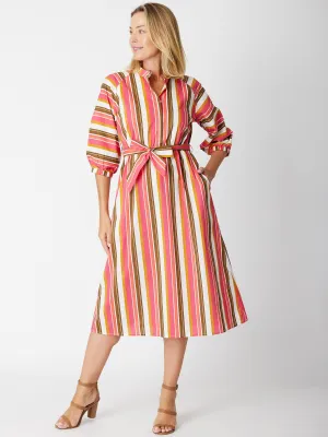 Summer Stripe Midi Dress - 30704 Pink Stripe