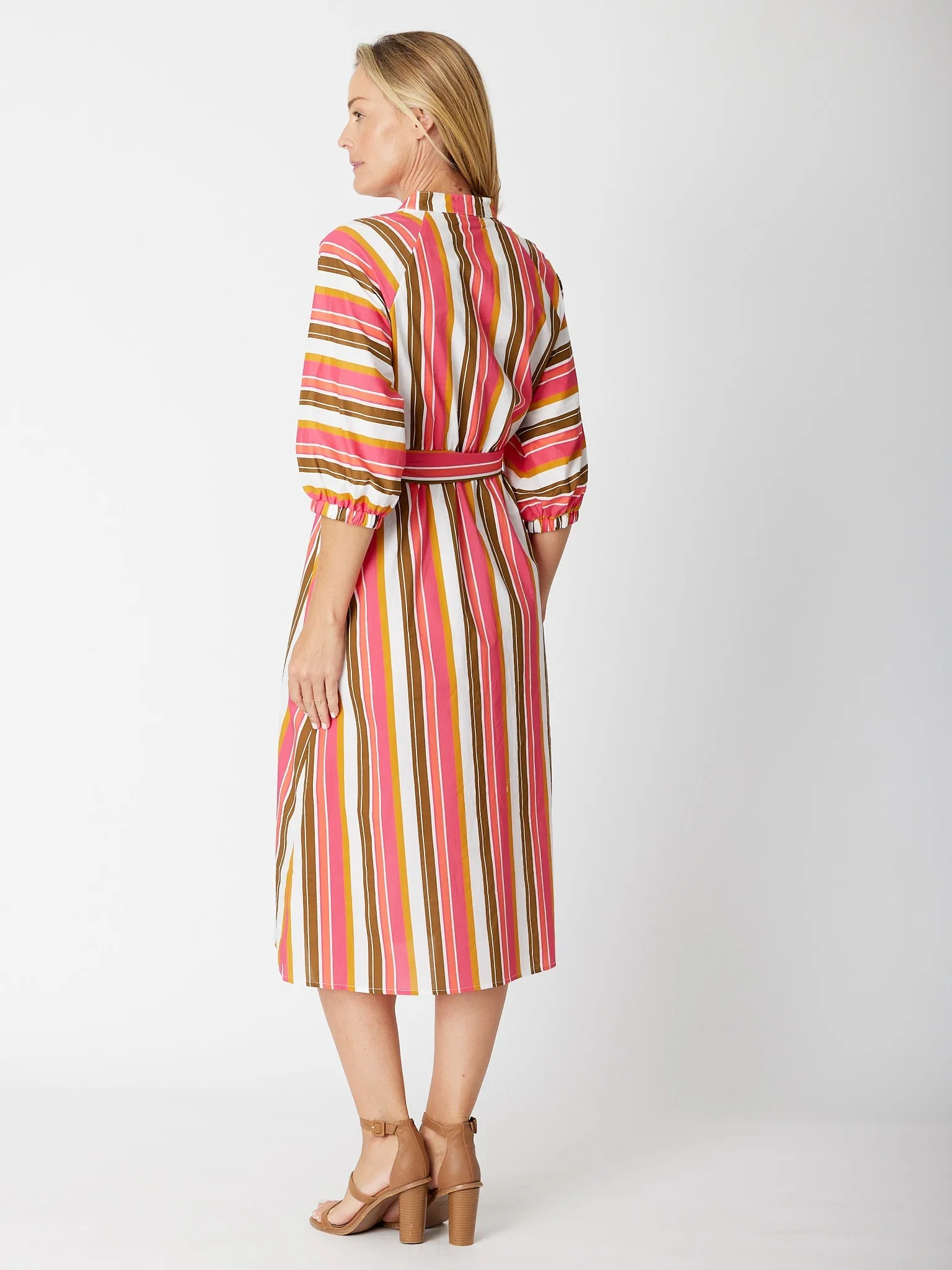 Summer Stripe Midi Dress - 30704 Pink Stripe