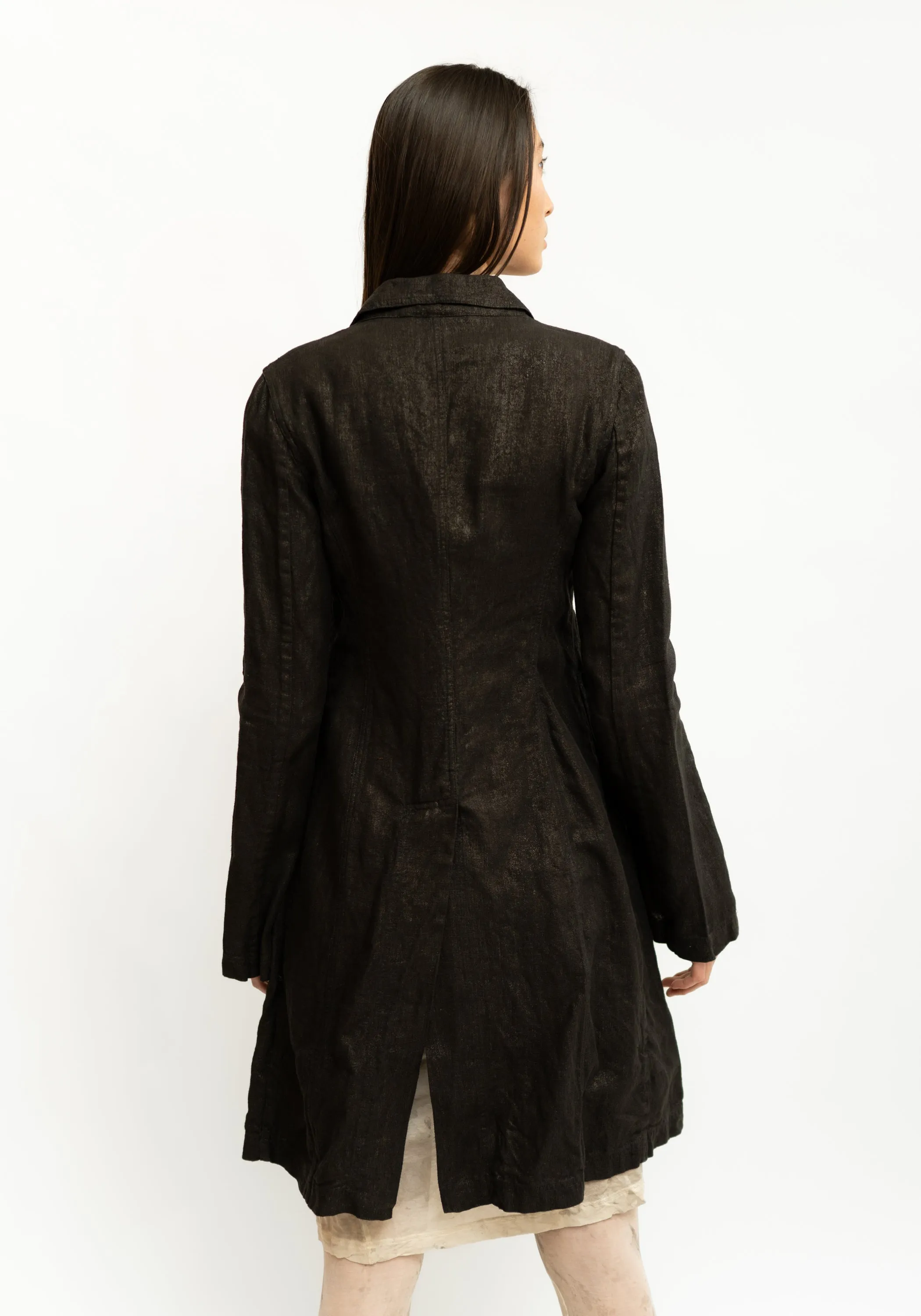 Tailored Long Metallic Linen Jacket