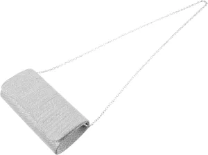 TENDYCOCO Belt Purse Bag Evening Clutch for Women Bridal Clutch Wedding Clutch Silver Polyester