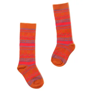 Tia Cibani Kids Child Fair Isle Knee Socks Rouge Red Mix