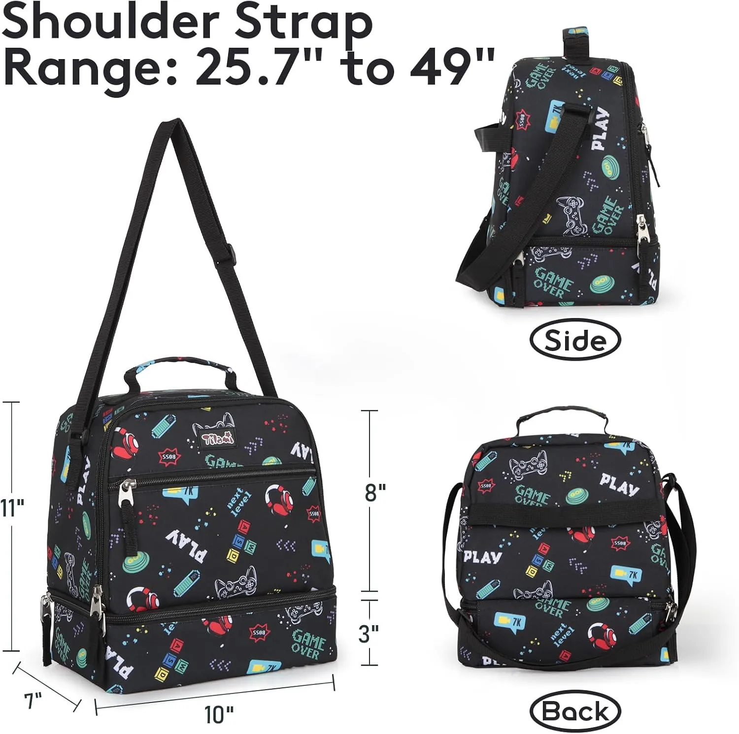 Tilami Rolling Backpack & Lunch bag for Kids 19 Inch Wheeled Bookbag for Boys & Girls for School & Travel,Music