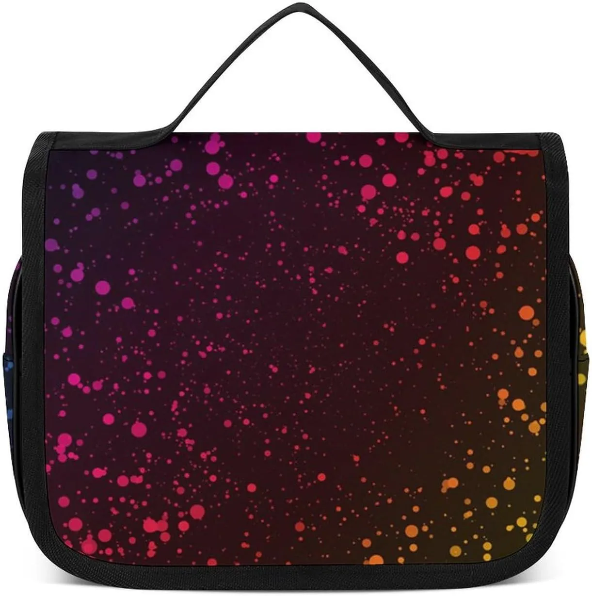 Toiletry Bag Travel Bag with Hanging Hook, Water Resistant Makeup Cosmetic Bag Travel Organizer Compatible with Abstract Rainbow Color Dots for Accessories