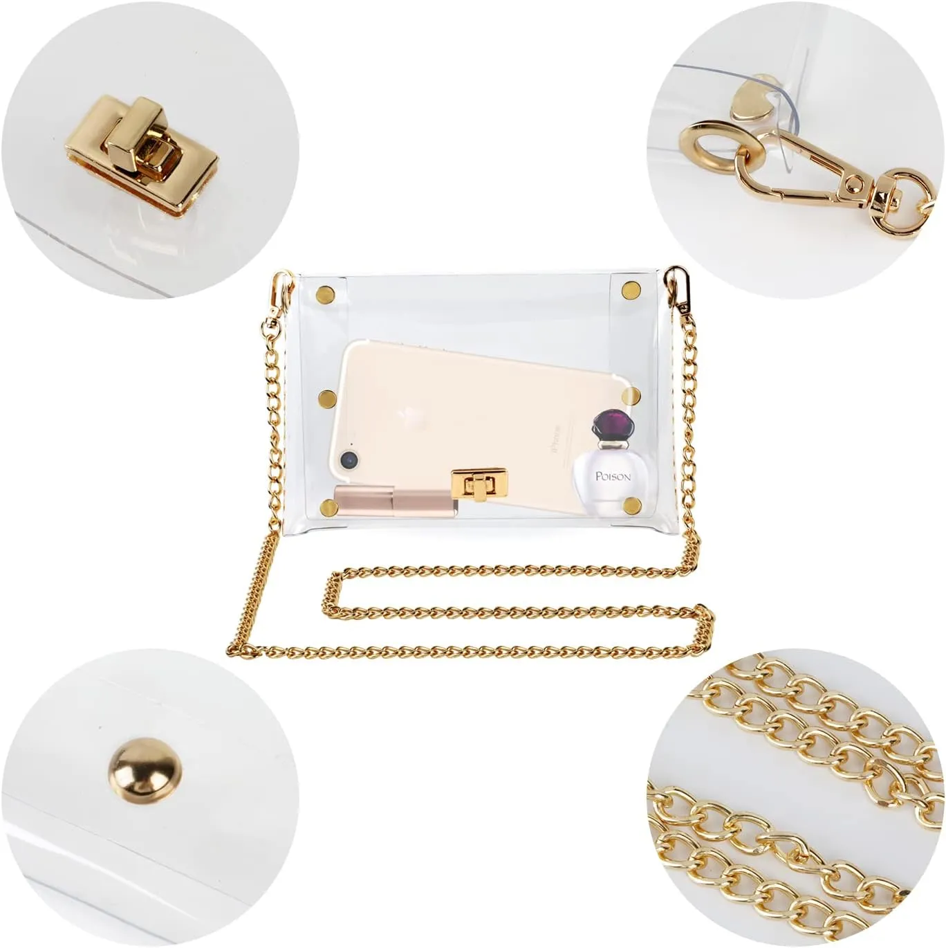 Transparent Clutch Clear Purse Crossbody Shoulder Bags Stadium Approved Bags