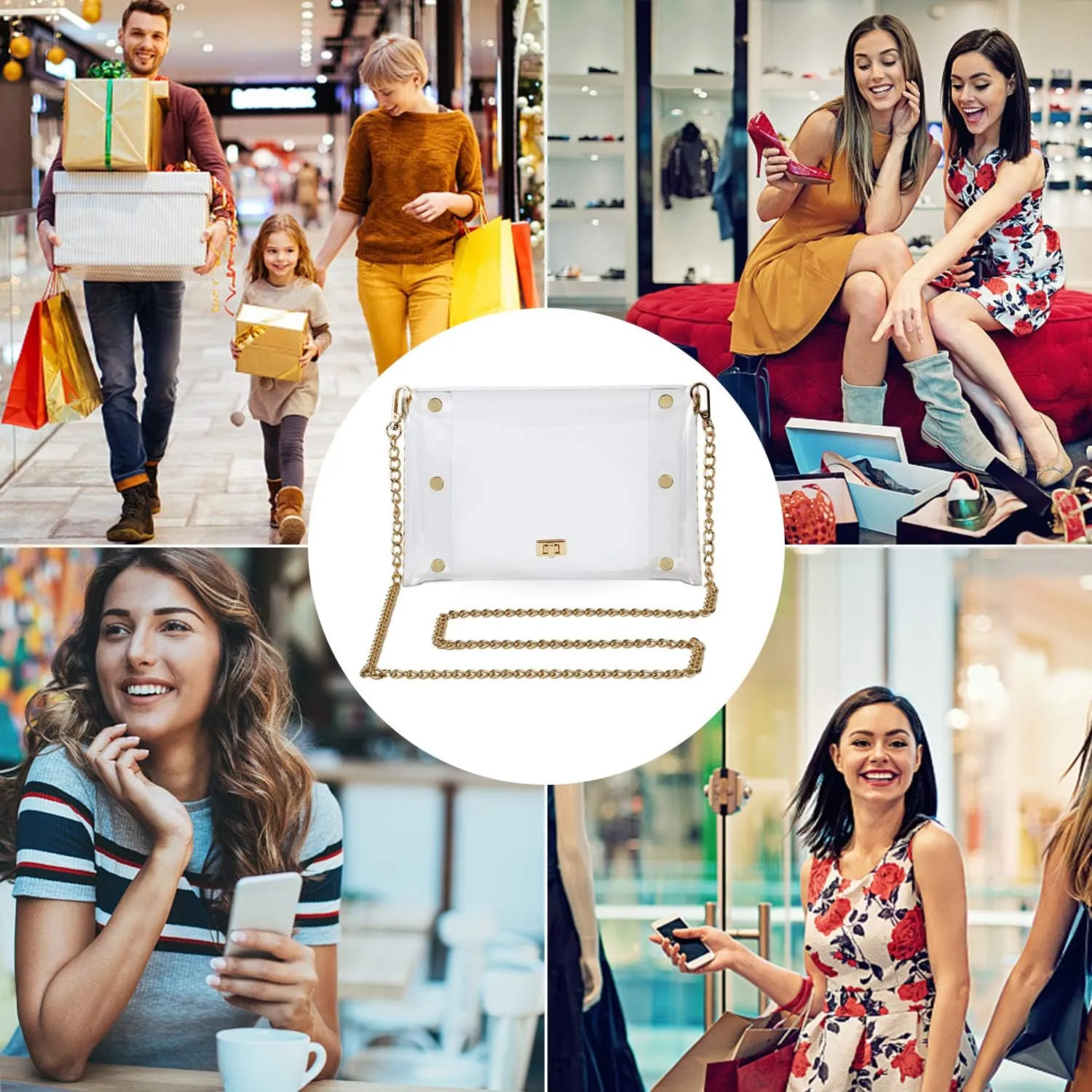 Transparent Clutch Clear Purse Crossbody Shoulder Bags Stadium Approved Bags