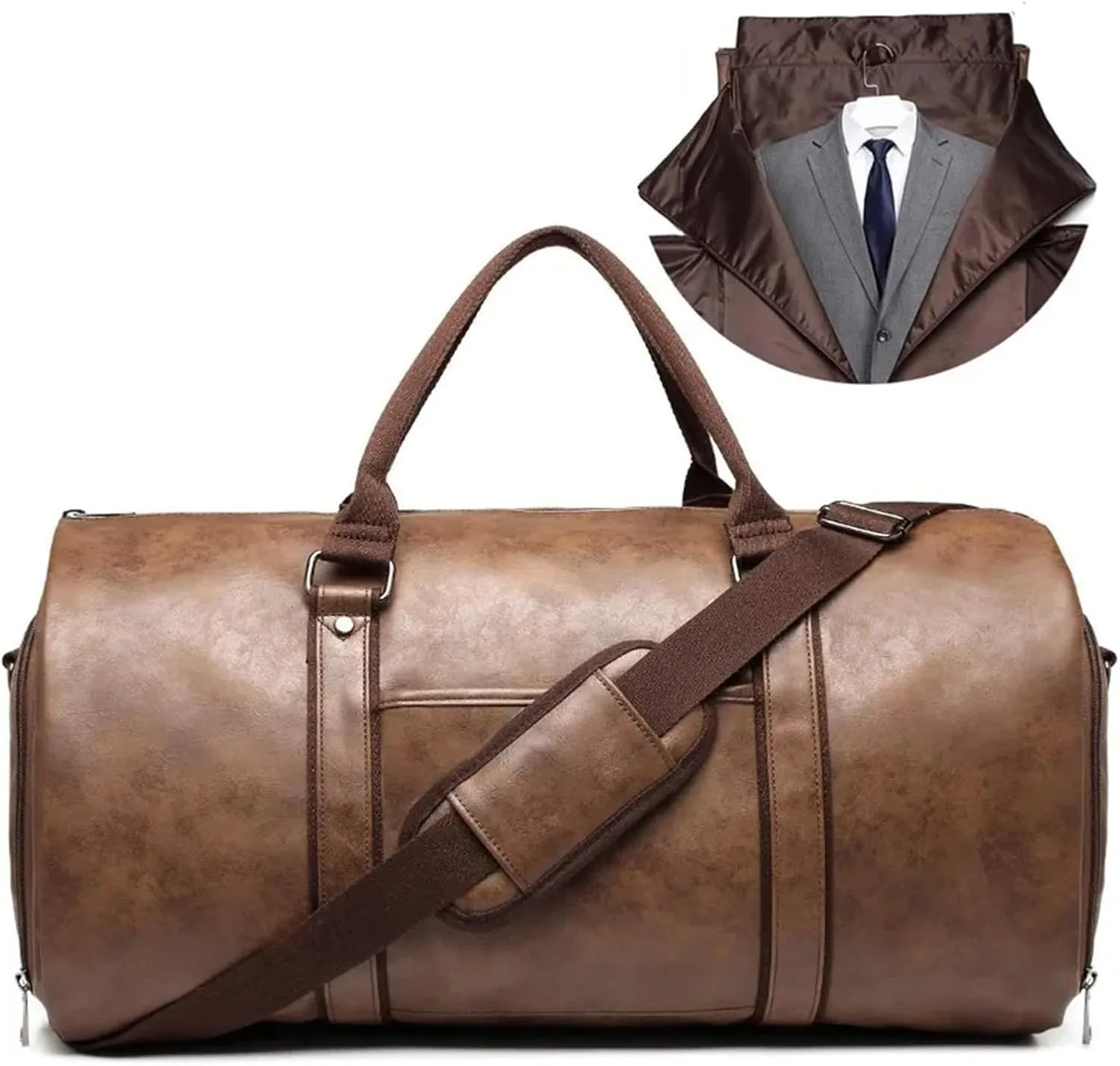 Travel Bag Carry On Garment Bags For Travel Garment Duffle Bag Mens Suit Bags With Shoe Compartment Waterproof For Business Husband Gifts(Dark Brown)