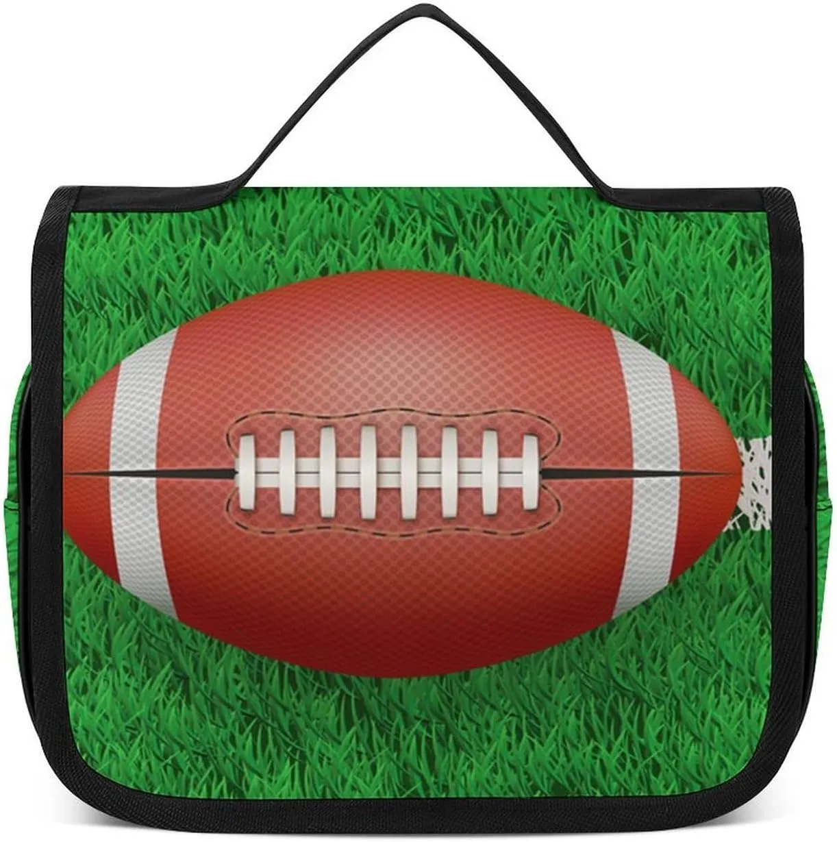 Travel Hanging Toiletry Bag for Men Women Shaving Bag Compatible with American Football Field And Ball, Waterproof Large Makeup Bag Wash Bag Makeup Organizer Cosmetic Case for Bathroom Shower