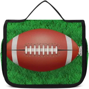 Travel Hanging Toiletry Bag for Men Women Shaving Bag Compatible with American Football Field And Ball, Waterproof Large Makeup Bag Wash Bag Makeup Organizer Cosmetic Case for Bathroom Shower