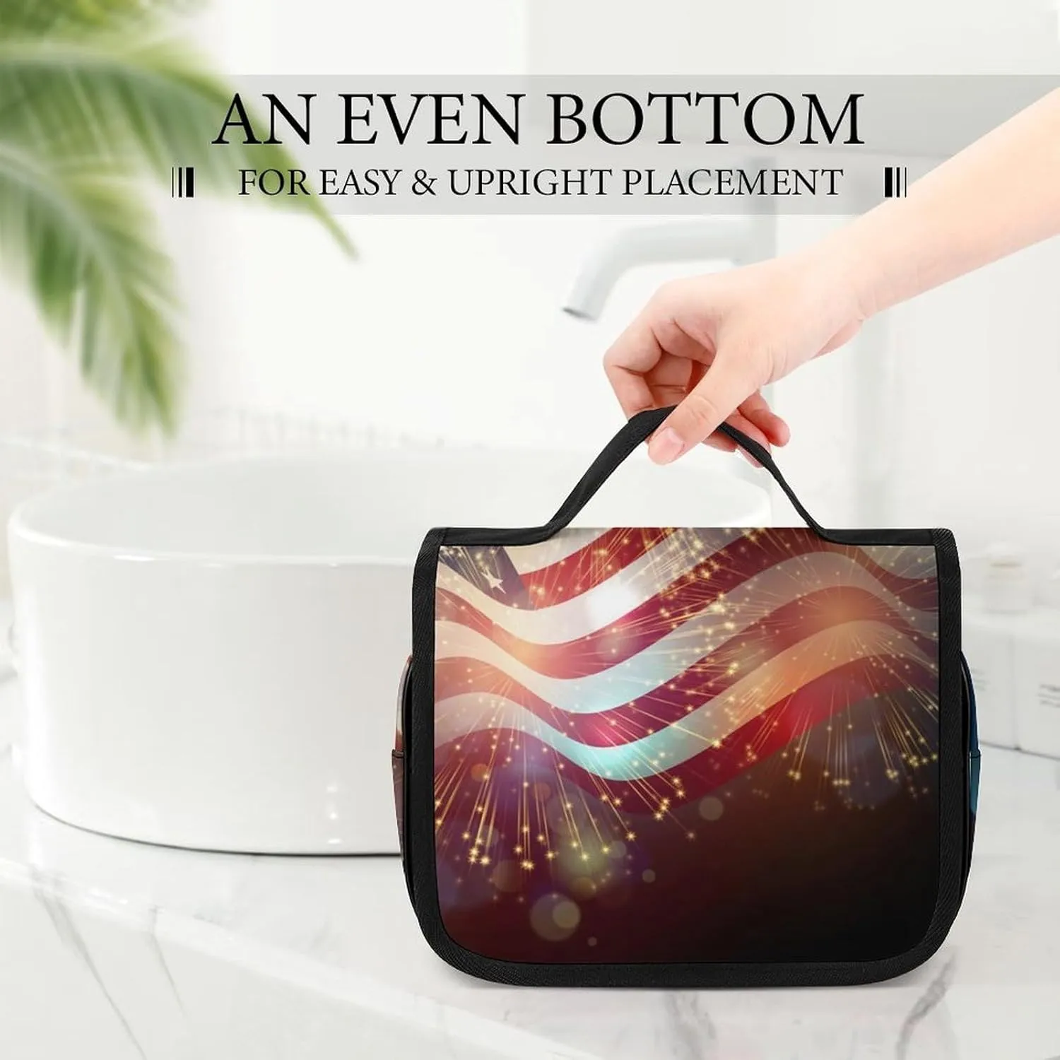 Travel Hanging Toiletry Bag for Men Women Shaving Bag Compatible with Cool American Flag, Waterproof Large Makeup Bag Wash Bag Makeup Organizer Cosmetic Case for Bathroom Shower