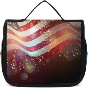 Travel Hanging Toiletry Bag for Men Women Shaving Bag Compatible with Cool American Flag, Waterproof Large Makeup Bag Wash Bag Makeup Organizer Cosmetic Case for Bathroom Shower