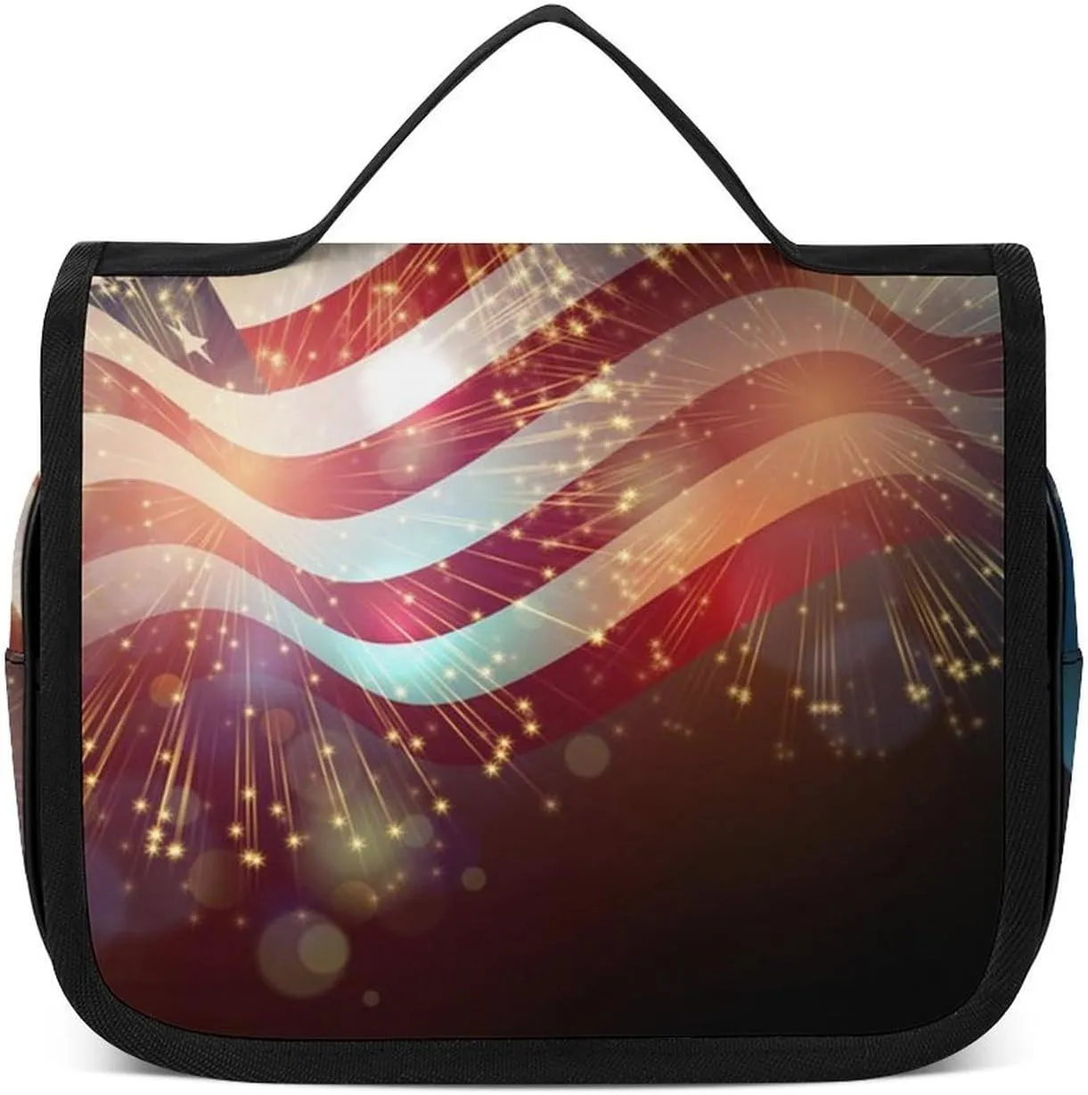 Travel Hanging Toiletry Bag for Men Women Shaving Bag Compatible with Cool American Flag, Waterproof Large Makeup Bag Wash Bag Makeup Organizer Cosmetic Case for Bathroom Shower