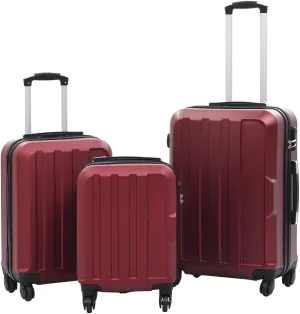 Travel Solution with Hardcase Trolley Set, Durable ABS Material, Space-Saving Design, Three Sizes in Wine Red