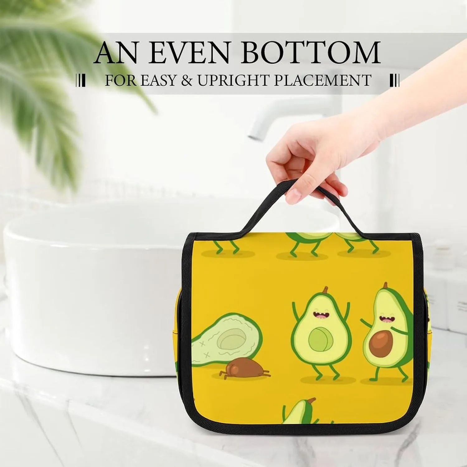 Travel Toiletry Bag Hanging, Makeup Bag Hanging, Waterproof Cosmetic Bag with Jewelry Compartment, Travel Bag Compatible with Funny Cartoon Couples Character Avocado Set for Toiletries, Cosmetic