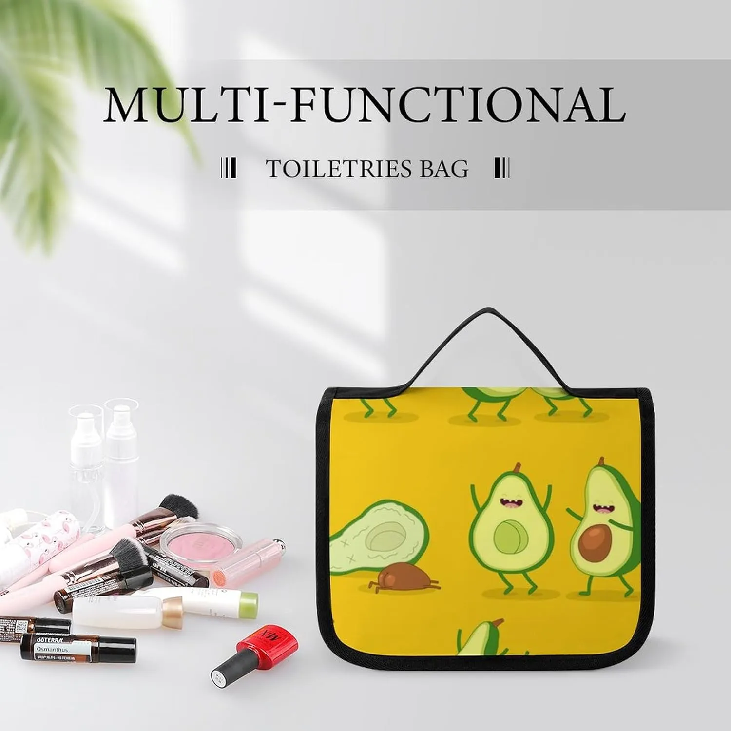 Travel Toiletry Bag Hanging, Makeup Bag Hanging, Waterproof Cosmetic Bag with Jewelry Compartment, Travel Bag Compatible with Funny Cartoon Couples Character Avocado Set for Toiletries, Cosmetic