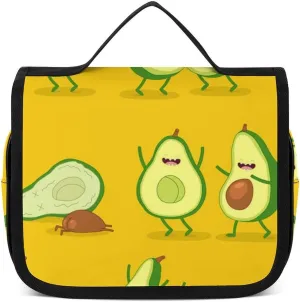 Travel Toiletry Bag Hanging, Makeup Bag Hanging, Waterproof Cosmetic Bag with Jewelry Compartment, Travel Bag Compatible with Funny Cartoon Couples Character Avocado Set for Toiletries, Cosmetic