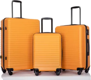 Travel with Ease Using 3 Piece Lightweight Luggage Set, ABS Material, 360 Spinner Wheels, Space-Saving Design, Orange