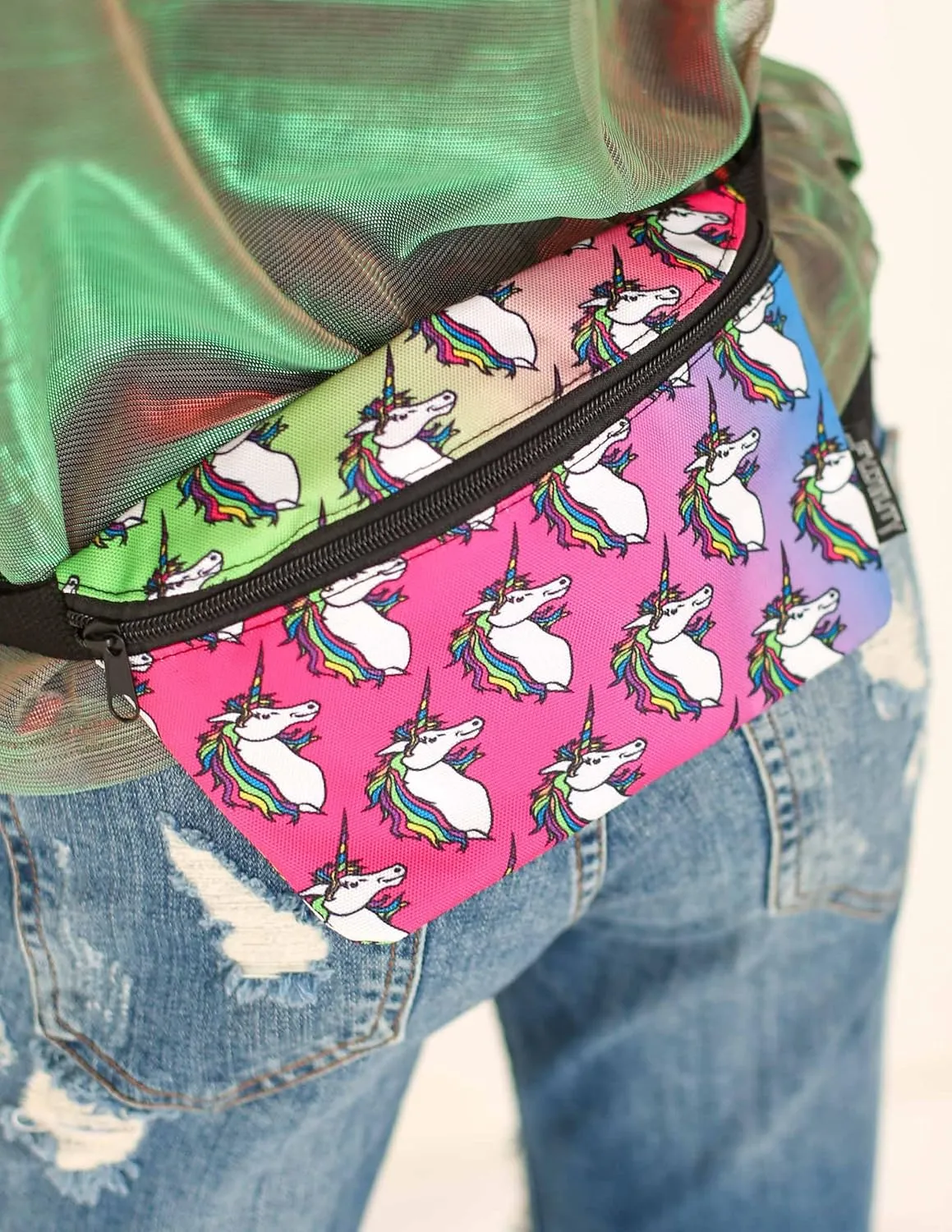 Unicorn Fanny Pack - Rainbow Pride Rave Waist Bag for Women - Small, Cute Crossbody Festival Bag